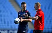 19 April 2019; Keith Earls, right, and head coach Johann van Graan the Munster rugby captain's run at Ricoh Arena in Coventry, England. Photo by Brendan Moran/Sportsfile