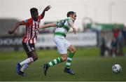19 April 2019; Joey O'Brien of Shamrock Rovers in action against Junior Ogedi-Uzokwe of Derry City during the SSE Airtricity League Premier Division match between Derry City and Shamrock Rovers at the Ryan McBride Brandywell Stadium in Derry. Photo by Stephen McCarthy/Sportsfile