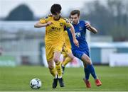 19 April 2019; Darragh Crowley of Cork City in action against Aaron Drinan of Waterford during the SSE Airtricity League Premier Division match between Waterford and Cork City at the RSC in Waterford. Photo by Matt Browne/Sportsfile