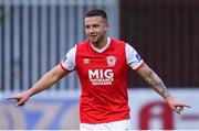 19 April 2019; Mikey Drennan of St Patrick's Athletic celebrates after scoring his side's second goal of the game from a penalty during the SSE Airtricity League Premier Division match between St Patrick's Athletic and Sligo Rovers at Richmond Park in Dublin. Photo by Ramsey Cardy/Sportsfile