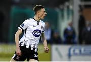 19 April 2019; Daniel Kelly of Dundalk wheels off to celebrate after scoring his side's first goal during the SSE Airtricity League Premier Division match between Dundalk and Finn Harps at Oriel Park in Dundalk, Co. Louth. Photo by Ben McShane/Sportsfile