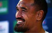 20 April 2019; Jerome Kaino during a Toulouse Rugby press conference at the Aviva Stadium in Dublin. Photo by Ramsey Cardy/Sportsfile