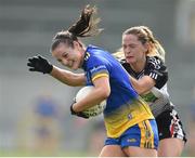 20 April 2019; Jenny Higgins of Roscommon in action against Nicola Brennan of Sligo during the Lidl NFL Division 3 semi-final match between Sligo and Roscommon at Glennon Brothers Pearse Park in Longford. Photo by Matt Browne/Sportsfile