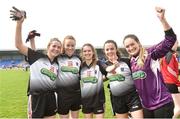 20 April 2019; Sligo players from left Sinead Regan, Rachel Monaghan, Sinead Naughton, Leah Kelly and Rachael Quigley celebrate after the Lidl NFL Division 3 semi-final match between Sligo and Roscommon at Glennon Brothers Pearse Park in Longford. Photo by Matt Browne/Sportsfile