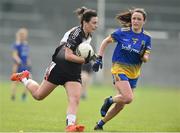 20 April 2019; Ciara Gorman of Sligo in action against Niamh Feeney of Roscommon during the Lidl NFL Division 3 semi-final match between Sligo and Roscommon at Glennon Brothers Pearse Park in Longford. Photo by Matt Browne/Sportsfile