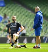 20 April 2019; Scott Fardy in conversation with backs coach Felipe Contepomi during the Leinster Rugby captain's run at the Aviva Stadium in Dublin. Photo by Ramsey Cardy/Sportsfile