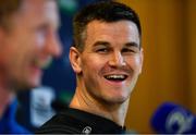 20 April 2019; Captain Jonathan Sexton, right, and head coach Leo Cullen during a Leinster Rugby press conference at the Aviva Stadium in Dublin. Photo by Ramsey Cardy/Sportsfile