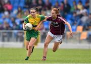 20 April 2019; Geraldine McLoughlin of  Donegal in action against Olivia Divilly of Galway during the Lidl NFL Division 1 semi-final match between Galway and Donegal at Glennon Brothers Pearse Park in Longford. Photo by Matt Browne/Sportsfile