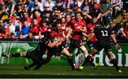 20 April 2019; Darren Sweetnam of Munster is tackled by Alex Lozowski of Saracens during the Heineken Champions Cup Semi-Final match between Saracens and Munster at the Ricoh Arena in Coventry, England. Photo by David Fitzgerald/Sportsfile