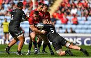 20 April 2019; Niall Scannell of Munster is tackled by George Kruis of Saracens during the Heineken Champions Cup Semi-Final match between Saracens and Munster at the Ricoh Arena in Coventry, England. Photo by Brendan Moran/Sportsfile