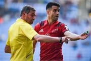 20 April 2019; Conor Murray of Munster and referee Jérome Garcès during the Heineken Champions Cup Semi-Final match between Saracens and Munster at the Ricoh Arena in Coventry, England. Photo by David Fitzgerald/Sportsfile