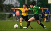 20 April 2019; Alannah McEvoy of Shelbourne in action against Niamh Farrelly of Peamount United during the Só Hotels Women's National League match between Peamount United and Shelbourne at Greenogue in Rathcoole, Dublin. Photo by Sam Barnes/Sportsfile