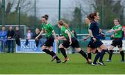 20 April 2019; Karen Duggan of Peamount United, left, celebrates after scoring their side’s second goal with team-mates during the Só Hotels Women's National League match between Peamount United and Shelbourne at Greenogue in Rathcoole, Dublin. Photo by Sam Barnes/Sportsfile
