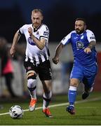 19 April 2019; Chris Shields of Dundalk in action against Raffael Cretaro of Finn Harps during the SSE Airtricity League Premier Division match between Dundalk and Finn Harps at Oriel Park in Dundalk, Co. Louth. Photo by Ben McShane/Sportsfile