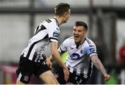 19 April 2019; Daniel Kelly of Dundalk celebrates after scoring his side's first goal with team-mate Patrick McEleney during the SSE Airtricity League Premier Division match between Dundalk and Finn Harps at Oriel Park in Dundalk, Co. Louth. Photo by Ben McShane/Sportsfile