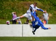 21 April 2019; Billy O'Connor of Waterford in action against Ewan O'Brian of Limerick during the FAI Youth Interleague Cup Final between Limerick and Waterford at Jackman Park in Limerick. Photo by Harry Murphy/Sportsfile