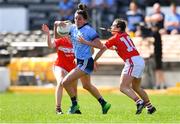 21 April 2019; Niamh McEvoy of Dublin in action against Máire O’Callaghan, left, and Orlagh Farmer of Cork during the Lidl NFL Division 1 semi-final match between Cork and Dublin at the Nowlan Park in Kilkenny. Photo by Piaras Ó Mídheach/Sportsfile