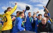 21 April 2019; Ewan O'Brian of Limerick lifts the trophy following the FAI Youth Interleague Cup Final between Limerick and Waterford at Jackman Park in Limerick. Photo by Harry Murphy/Sportsfile