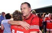 21 April 2019; Cork manager Ephie Fitzgerald celebrates with Libby Coppinger after the Lidl NFL Division 1 semi-final match between Cork and Dublin at the Nowlan Park in Kilkenny. Photo by Piaras Ó Mídheach/Sportsfile