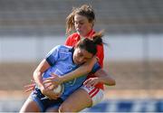 21 April 2019; Niamh McEvoy of Dublin in action against Hannah Looney of Cork during the Lidl NFL Division 1 semi-final match between Cork and Dublin at the Nowlan Park in Kilkenny. Photo by Piaras Ó Mídheach/Sportsfile