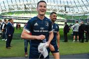 21 April 2019; Jonathan Sexton of Leinster celebrates with team-mate Rob Kearney after the Heineken Champions Cup Semi-Final match between Leinster and Toulouse at the Aviva Stadium in Dublin. Photo by Brendan Moran/Sportsfile