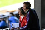 21 April 2019; Jerome Quinn and former Cork footballer Bríd Stack commentate during the Lidl NFL Division 1 semi-final match between Cork and Dublin at the Nowlan Park in Kilkenny. Photo by Piaras Ó Mídheach/Sportsfile