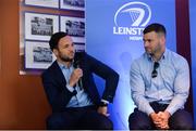 21 April 2019; Jamison Gibson-Park, left, and Fergus McFadden of Leinster during a Q and A ahead of the Heineken Champions Cup Semi-Final match between Leinster and Toulouse at the Aviva Stadium in Dublin. Photo by Sam Barnes/Sportsfile