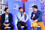 21 April 2019; Former Leinster, Ireland and Lions Prop, Paul Wallace, right, speaking with Jamison Gibson-Park, left, and Fergus McFadden of Leinster during a Q and A ahead of the Heineken Champions Cup Semi-Final match between Leinster and Toulouse at the Aviva Stadium in Dublin. Photo by Sam Barnes/Sportsfile