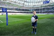 21 April 2019; Matchday mascot 6 year old Danny Murphy at the Heineken Champions Cup Semi-Final match between Leinster and Toulouse at the Aviva Stadium in Dublin. Photo by Brendan Moran/Sportsfile