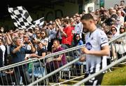 22 April 2019; Dundalk fans show their support prior to the SSE Airtricity League Premier Division match between UCD and Dundalk at the UCD Bowl, Belfield in Dublin. Photo by Harry Murphy/Sportsfile