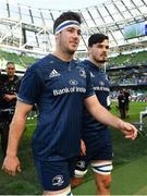 21 April 2019; Caelan Doris, left, and Max Deegan of Leinster leave the pitch after the Heineken Champions Cup Semi-Final match between Leinster and Toulouse at the Aviva Stadium in Dublin. Photo by Brendan Moran/Sportsfile
