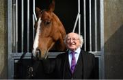 22 April 2019; President of Ireland Michael D. Higgins meets The Very Man, a horse trained by Gordon Elliott, during the Fairyhouse Easter Festival - Irish Grand National day at Fairyhouse Racecourse in Ratoath, Meath. Photo by David Fitzgerald/Sportsfile