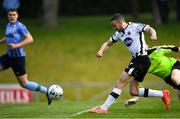 22 April 2019; Michael Duffy of Dundalk scores his side's second goal during the SSE Airtricity League Premier Division match between UCD and Dundalk at the UCD Bowl, Belfield in Dublin. Photo by Harry Murphy/Sportsfile