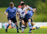 22 April 2019; Jamie McGrath of Dundalk in action against Conor Davis, right, and Timmy Molloy of UCD during the SSE Airtricity League Premier Division match between UCD and Dundalk at the UCD Bowl, Belfield in Dublin. Photo by Harry Murphy/Sportsfile