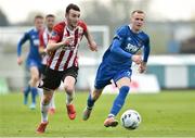 22 April 2019; Jamie McDonagh of Derry in action against Karolis Chvedukas of  Waterford during the SSE Airtricity League Premier Division match between Waterford and Derry at the RSC in Waterford. Photo by Matt Browne/Sportsfile