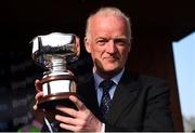 22 April 2019; Winning trainer Willie Mullins with the trophy after the Boylesports Irish Grand National Steeplechase during the Fairyhouse Easter Festival - Irish Grand National day at Fairyhouse Racecourse in Ratoath, Meath. Photo by David Fitzgerald/Sportsfile