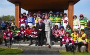 22 April 2019; President of Ireland Michael D. Higgins and Conor Gray from Boylesports with the jockeys prior to the Boylesports Irish Grand National Steeplechase during the Fairyhouse Easter Festival - Irish Grand National day at Fairyhouse Racecourse in Ratoath, Meath. Photo by David Fitzgerald/Sportsfile