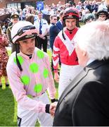 22 April 2019; President of Ireland Michael D. Higgins meets jockey Ruby Walsh prior to the Boylesports Irish Grand National Steeplechase during the Fairyhouse Easter Festival - Irish Grand National day at Fairyhouse Racecourse in Ratoath, Meath. Photo by David Fitzgerald/Sportsfile