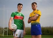 23 April 2019; Diarmuid O'Connor of Mayo, left, and Enda Smith of Roscommon at the official launch of the 2019 Connacht GAA Football Championships at Connacht GAA Centre in Claremorris, Co. Mayo. Photo by Harry Murphy/Sportsfile