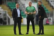 23 April 2019; Former Shamrock Rovers and Bohemians manager Pat Fenlon, left, with Shamrock Rovers coach Glenn Cronin, centre, and sporting director Stephen McPhail, right, prior to the SSE Airtricity League Premier Division match between Shamrock Rovers at Bohemians at Tallaght Stadium in Dublin. Photo by Seb Daly/Sportsfile