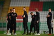 23 April 2019; Bohemians players, from left, Darragh Leahy, Robbie McCourt and Conor Levingston prior to the SSE Airtricity League Premier Division match between Shamrock Rovers at Bohemians at Tallaght Stadium in Dublin. Photo by Seb Daly/Sportsfile