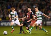 23 April 2019; Dinny Corcoran of Bohemians in action against Aaron McEneff of Shamrock Rovers during the SSE Airtricity League Premier Division match between Shamrock Rovers at Bohemians at Tallaght Stadium in Dublin. Photo by Eóin Noonan/Sportsfile