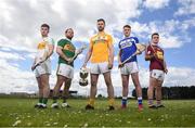 25 April 2019; In attendance, from left, Eoghan Cahill of Offaly, Mikey Boyle of Kerry, Neil McManus of Antrim, Paddy Purcell of Laois and Aonghus Clarke of Westmeath during the Joe McDonagh Competition promotion at Ballindaerreen GAA Club which was the club of Joe McDonagh in Ballinaderreen, Co Galway. Photo by David Fitzgerald/Sportsfile