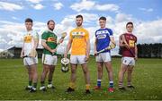 25 April 2019; In attendance, from left, Eoghan Cahill of Offaly, Mikey Boyle of Kerry, Neil McManus of Antrim, Paddy Purcell of Laois and Aonghus Clarke of Westmeath during the Joe McDonagh Competition promotion at Ballindaerreen GAA Club which was the club of Joe McDonagh in Ballinaderreen, Co Galway. Photo by David Fitzgerald/Sportsfile