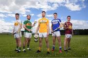 25 April 2019; In attendance, from left, Eoghan Cahill of Offaly, Mikey Boyle of Kerry, Neil McManus of Antrim, Paddy Purcell of Laois and Aonghus Clarke of Westmeath during the Joe McDonagh Competition promotion at Ballindaerreen GAA Club which was the club of Joe McDonagh in Ballinaderreen, Co Galway. Photo by David Fitzgerald/Sportsfile
