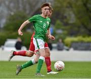 25 April 2019; Matthew O'Reilly of Republic of Ireland in action against Dylan Rhys Jones of Wales during the SAFIB Centenary Shield Under 18 Boys’ International match between Republic of Ireland and Wales at Home Farm FC in Whitehall, Dublin. Photo by Matt Browne/Sportsfile