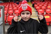 26 April 2019; Derry City supporter Zoe Wilson prior to the SSE Airtricity League Premier Division match between Derry City and Cork City at the Ryan McBride Brandywell Stadium in Derry. Photo by Oliver McVeigh/Sportsfile