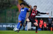 26 April 2019; Bastien Héry of Waterford in action against Conor Levingston of Bohemians during the SSE Airtricity League Premier Division match between Bohemians and Waterford at Dalymount Park in Dublin. Photo by Sam Barnes/Sportsfile