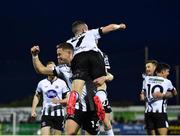 26 April 2019; Michael Duffy of Dundalk, 7, celebrates with team-mate Dane Massey, left, after scoring his side's second goal during the SSE Airtricity League Premier Division match between Dundalk and Shamrock Rovers at Oriel Park in Dundalk, Louth. Photo by Seb Daly/Sportsfile