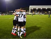 26 April 2019; Michael Duffy of Dundalk, hidden, celebrates with team-mates after scoring his side's second goal during the SSE Airtricity League Premier Division match between Dundalk and Shamrock Rovers at Oriel Park in Dundalk, Louth. Photo by Seb Daly/Sportsfile